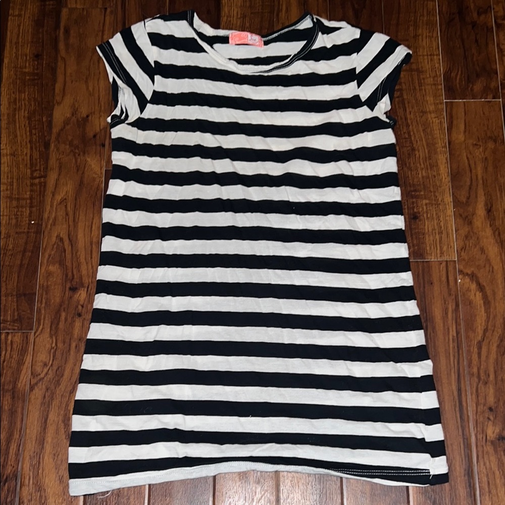 Black and White Striped Kids Shirt